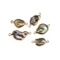 Connector Brass Κοσμήματα, Μαργαριτάρι του γλυκού νερού, με Ορείχαλκος, χρώμα επίχρυσο, DIY & 1/1 βρόχο, πολύχρωμα, 10-11mm, Sold Με PC