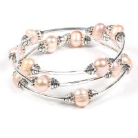 Freshwater Cultured Pearl Bracelet Freshwater Pearl with Brass silver color plated vintage & for woman 8-9mm Length Approx 50 cm Sold By PC