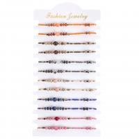 Glass Beads Bracelet, Polyester Cord, with Glass Beads, 12 pieces & adjustable, more colors for choice, Length:18-25 cm, 12PCs/Set, Sold By Set
