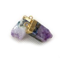Amethyst Pendant, with Brass, irregular, gold color plated, DIY, purple, 12x28mm, Sold By PC