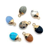 pierre gemme Pendentif, avec laiton, ellipse, Placage de couleur d'or, DIY & différents matériaux pour le choix & facettes, plus de couleurs à choisir, 8x14mm, Vendu par PC
