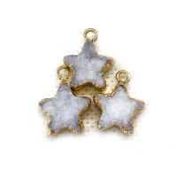 Ice Quartz Agate Pendant with Brass Star gold color plated DIY Sold By PC