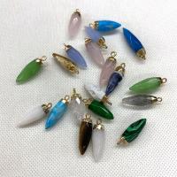 Gemstone Pendant, with Brass, Bullet, gold color plated, DIY & faceted, more colors for choice, 8x26mm, Sold By PC