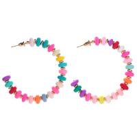 Boucle d'oreille résine, bijoux de mode & pour femme, multicolore, 50x50mm, Vendu par paire