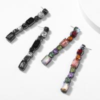 Rhinestone náušnice, Zinek, módní šperky & pro ženy & s drahokamu, více barev na výběr, 85x10mm, Prodáno By Pair