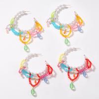 Resin Drop Earring with Crystal fashion jewelry & for woman Sold By Pair