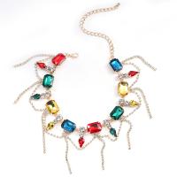 Tibetan Style Jewelry Necklace, with 13cm extender chain, plated, fashion jewelry & for woman & with rhinestone, more colors for choice, Length:28 cm, Sold By PC