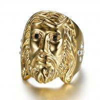 Rhinestone-Edelstahl -Finger-Ring, 316 L Edelstahl, plattiert, Modeschmuck & unisex & verschiedene Größen vorhanden & mit Strass, goldfarben, 22mm, verkauft von PC