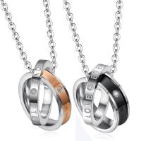 Stainless Steel Jewelry Necklace 316 Stainless Steel plated fashion jewelry & Unisex & with rhinestone 20mm Sold By PC