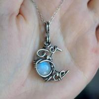 Zinc Alloy Jewelry Necklace with Moonstone with 7cm extender chain silver color plated fashion jewelry & for woman silver-grey nickel lead & cadmium free Length 46 cm Sold By PC