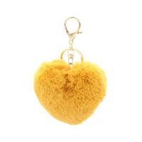 Bag Purse Charms Keyrings Keychains Artificial fur with Zinc Alloy Heart gold color plated durable Sold By PC