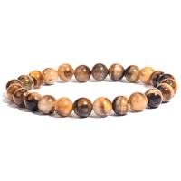 Natural Tiger Eye Bracelets with Elastic Thread Round fashion jewelry & Unisex 8mm Length Approx 19 cm Sold By PC