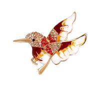 Enamel Brooch, Tibetan Style, Hummingbird, gold color plated, for woman & with rhinestone, more colors for choice, nickel, lead & cadmium free, 42x40mm, 10PCs/Lot, Sold By Lot