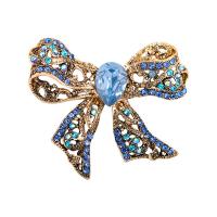 Crystal Brooch Zinc Alloy with Crystal Bowknot plated fashion jewelry & for woman & with rhinestone nickel lead & cadmium free Sold By Lot