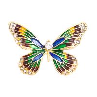 Enamel Brooch Zinc Alloy Butterfly gold color plated for woman & with rhinestone nickel lead & cadmium free Sold By Lot