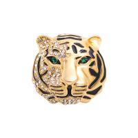 Rhinestone Brooch Zinc Alloy Tiger plated for man & with rhinestone Sold By Lot