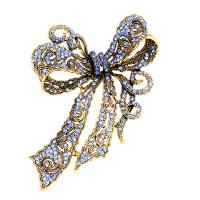 Rhinestone Brooch Zinc Alloy Bowknot gold color plated for woman & with rhinestone nickel lead & cadmium free Sold By Lot