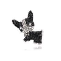 Rhinestone Brooch, Tibetan Style, Dog, silver color plated, Unisex & with rhinestone, nickel, lead & cadmium free, 30x35mm, 10PCs/Lot, Sold By Lot