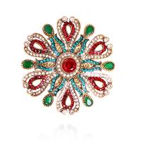 Zinc Alloy Brooch with Crystal Flower plated & for woman & with rhinestone nickel lead & cadmium free Sold By Lot