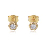 925 Sterling Silver Stud Earrings plated micro pave cubic zirconia & for woman 5mm Sold By Pair