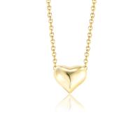 925 Sterling Silver Necklaces with 1.96 inch extender chain Heart gold color plated for woman 8.50mm Length Approx 14.96 Inch Sold By PC