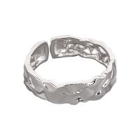 925 Sterling Silver Finger Rings, Moon, plated, Adjustable & for woman & hammered, more colors for choice, 5.10mm, Sold By PC
