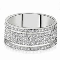 Cúbicos Circonia Micro Pave anillo de latón, metal, micro arcilla de zirconia cúbica & para mujer, plateado, 0.50mm, Vendido por UD