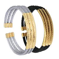 304 Stainless Steel Cuff Bangle, for woman, more colors for choice, 50-65mm, Sold By PC