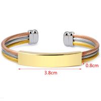 304 Stainless Steel Cuff Bangle, Unisex, more colors for choice, Sold By PC