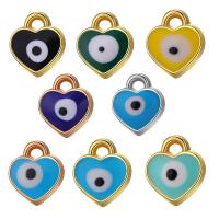 Evil Eye Pendants, Tibetan Style, Heart, enamel, more colors for choice, 8x7mm, 500PCs/Bag, Sold By Bag