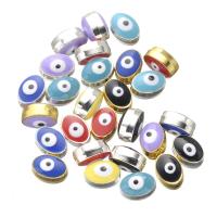 Tibetan Style Evil Eye Beads, DIY & enamel, more colors for choice, 10x7mm, 100PCs/Bag, Sold By Bag