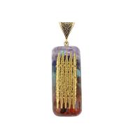 Gemstone Pendants Jewelry, Natural Gravel, with Resin & Tibetan Style, mixed colors, 20x50mm, Sold By PC