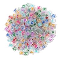 Alphabet Acrylic Beads, DIY & enamel, mixed colors, 4x7.70x8.50mm, 100PCs/Bag, Sold By Bag