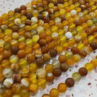 Natürliche Streifen Achat Perlen, rund, DIY, gemischte Farben, verkauft per ca. 38 cm Strang