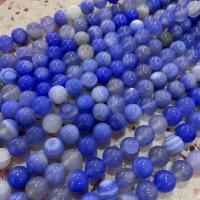 Perle Agate dentelle naturelle, agate lace, Rond, DIY, bleu, Vendu par Environ 38 cm brin