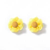 Cloth Stud Earring with Zinc Alloy Flower fashion jewelry & for woman yellow Sold By Pair