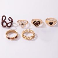 سبائك الزنك خاتم مجموعة, مطلي, 6 قطع & مجوهرات الموضة & للمرأة & مينا, متعددة الألوان, تباع بواسطة تعيين