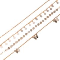 Bracelet de cheville en alliage de zinc, avec 5.5cm chaînes de rallonge, Placage, 4 pièces & bijoux de mode & pour femme, plus de couleurs à choisir, Vendu par fixé