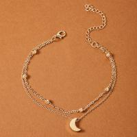 Zinc Alloy Anklet with 5cm extender chain Moon plated Double Layer & fashion jewelry & for woman & enamel Length 23.5 cm Sold By PC