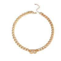 Collar de Aleación de Zinc, con 6.5cm extender cadena, Letra B, chapado en color dorado, Joyería & para mujer, dorado, longitud 45.5 cm, Vendido por UD