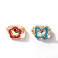 Cink Alloy Ring Set, Cink ötvözet, arany színű aranyozott, 2 darab & divat ékszerek & a nő & zománc & strasszos, sokszínű, 18mm, Által értékesített Set