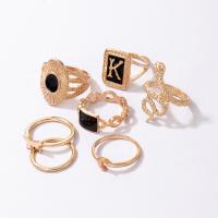 Zinc Alloy Ring Set plated 7 pieces & fashion jewelry & for woman & enamel golden Sold By Set