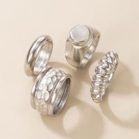 Sada kroužků ze slitiny zinku, Zinek, á, 4 kusy & módní šperky & pro ženy, stříbro, Prodáno By nastavit