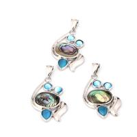 Abalone Shell Pendant with Zinc Alloy platinum color plated Unisex multi-colored Sold By PC