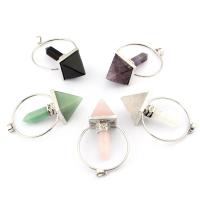 Natural Stone Pendant with Zinc Alloy platinum color plated & Unisex 62mm Sold By PC