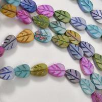 Natural Colored Shell Beads, Leaf, plated, DIY, mixed colors, 14x9mm, Approx 23PCs/Strand, Sold By Strand