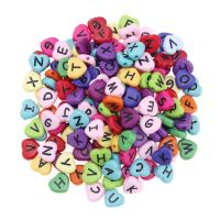 Alphabet Acryl Perlen, Herz, DIY & Emaille, gemischte Farben, 4.50x11mm, 100PCs/Tasche, verkauft von Tasche