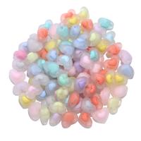 Bead i Bead Akryl perler, Heart, du kan DIY & frosted, blandede farver, 17x13.20x9.80mm, 50pc'er/Bag, Solgt af Bag