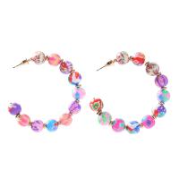 Boucle d'oreille résine, bijoux de mode & pour femme, multicolore, 50x50mm, Vendu par paire