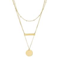Multi Layer Necklace, Brass, with 1.97inch extender chain, 14K gold plated, three layers & different styles for choice & for woman, golden, nickel, lead & cadmium free, Length:Approx 13.78 Inch, Approx 15.75 Inch, Approx 17.72 Inch, Sold By PC